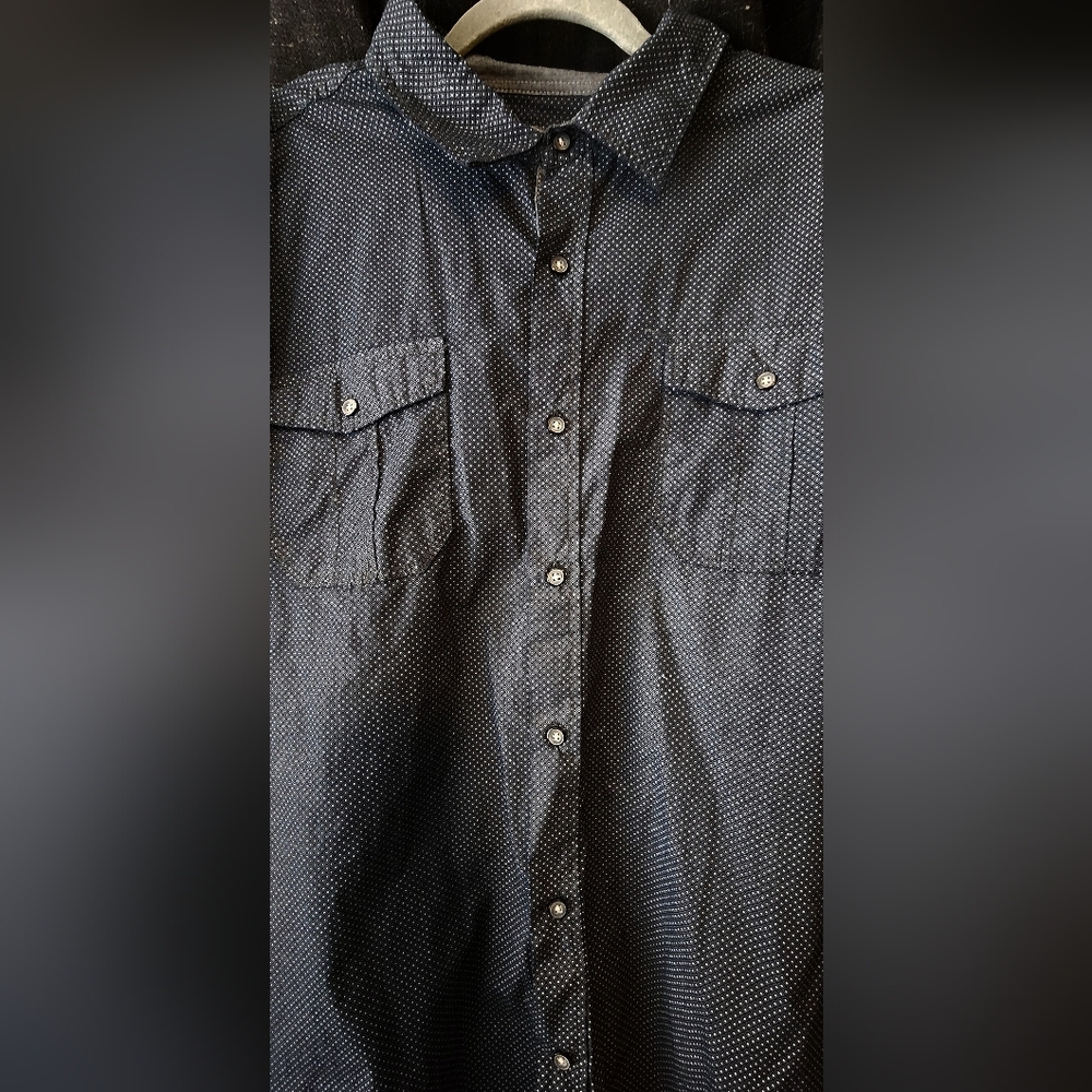 Steve’s Jeans Men’s 2XL Button‑Up Shirt – Dark Blue Micro‑Dot Pattern